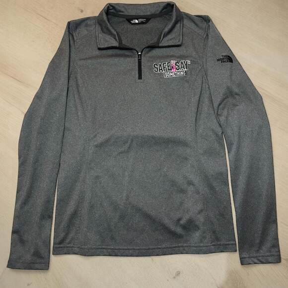 The North Face Tops - The North Face Women's Grey Qtr-Zip Pullover W/ 'Safe2Say' Embroidery Sz S